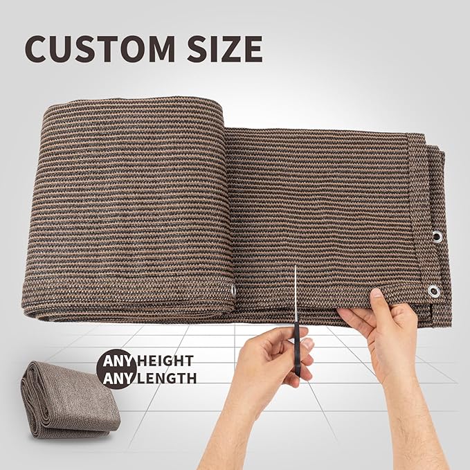 LOVE STORY Custom Size 3'x19' Brown Balcony Privacy Screen, UV Block Privacy - Image 2