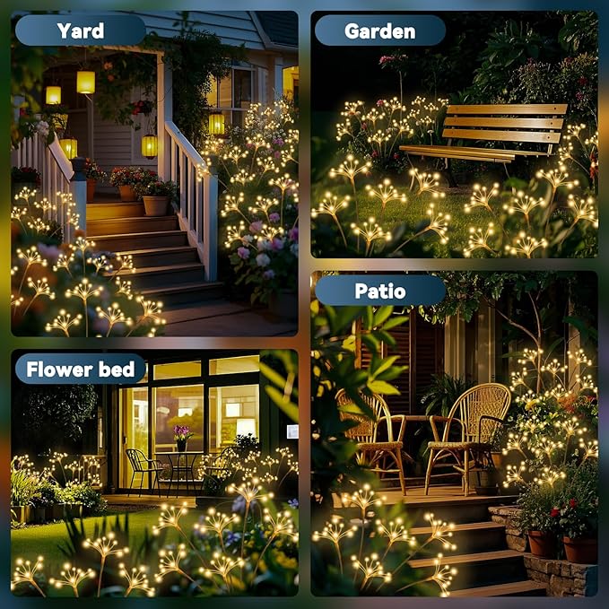 JJGoo Solar Garden Lights, New Upgraded 2 Pack Solar Swaying Starburst Light - Image 6