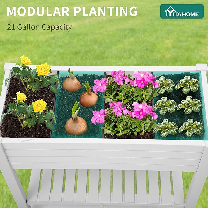 YITAHOME 43.3x17.7x34 in Elevated Garden Bed 2pcs, Outdoor Plastic Planter Box - Image 5