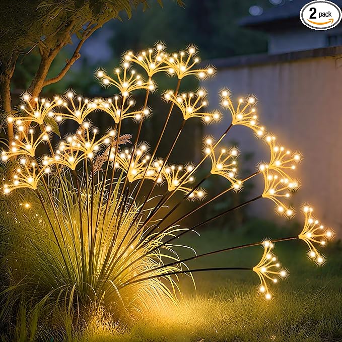 JJGoo Solar Garden Lights, New Upgraded 2 Pack Solar Swaying Starburst Light by JJGoo
