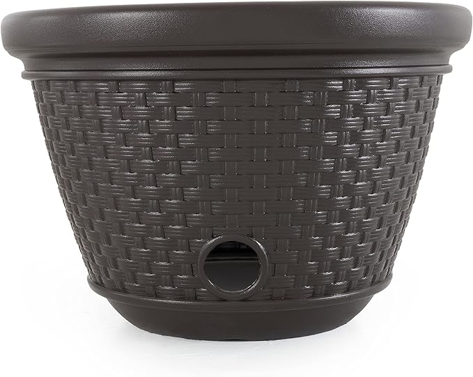 Suncast 4 Pack Wicker Hose Pot, Decorative Resin Garden Hose Storage, 100ft - Image 4