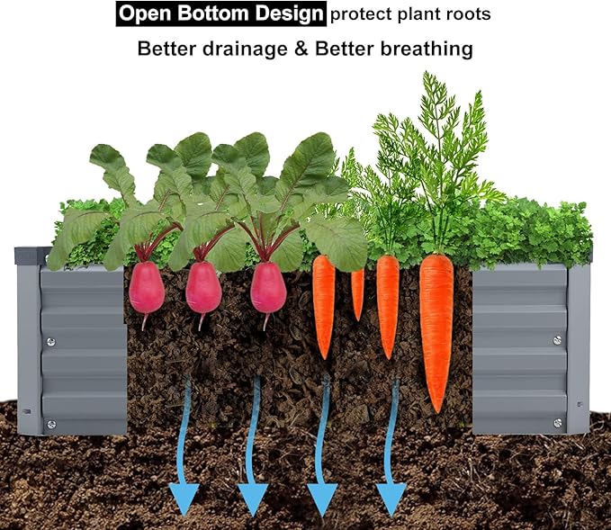 3 Pack 6x3x1FT Galvanized Raised Garden Bed Kit, Outdoor Metal Planter Box - Image 5
