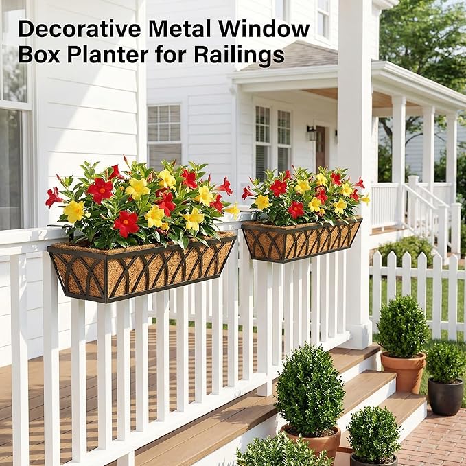 HFHOME 24 inch Window Deck Rail Planter Including Coco Liner - Image 3