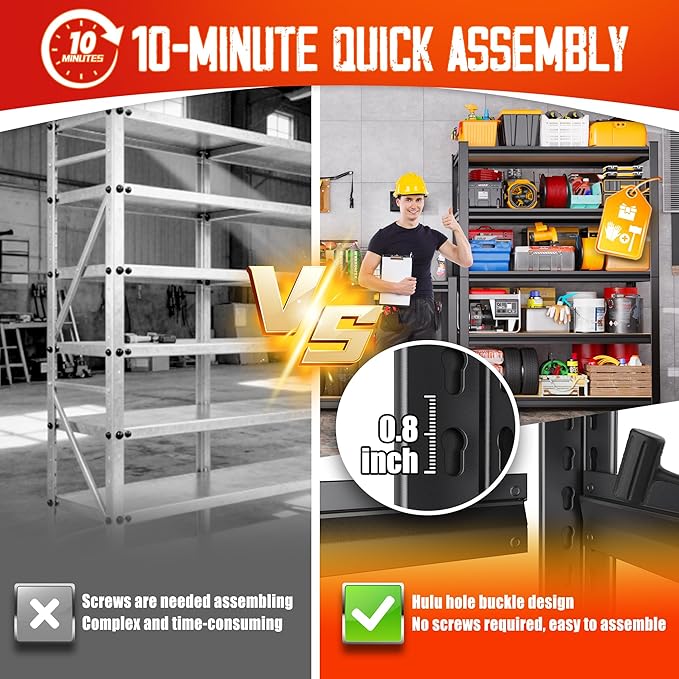Set of 4 71"H-35"W Garage Shelving-2050LBS 5 Tier Storage Shelves, Adjustable - Image 5