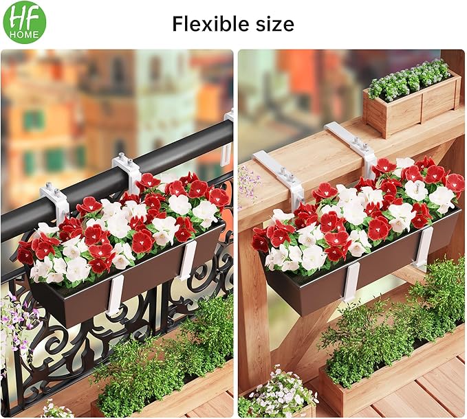 HFHOME Set of 2 Adjustable Window Planter Box Brackets, Planter Shelving - Image 5
