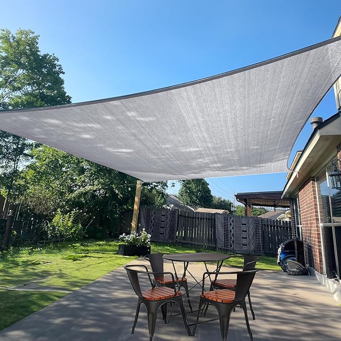 SUNLAX Sun Shade Sail 20' x 23' Silver Grey Rectangle Canopy Sail Shade Cover by SUNLAX