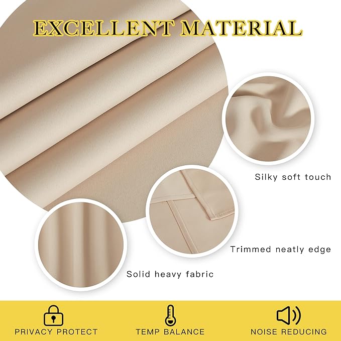 NICETOWN Biscotti Beige Blackout 54 inch Curtain - Image 4