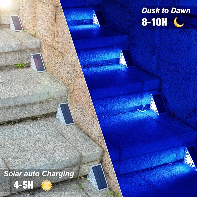 VOLISUN Solar Stair Lights 8 Pack, Solar Step Lights Outdoor Waterproof IP67 - Image 2