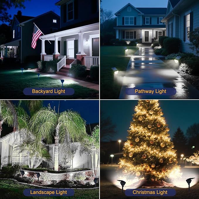 T-SUN Solar Lights Outdoor Waterproof IP65, 6 Pack LED Solar Spot Lights Color - Image 2
