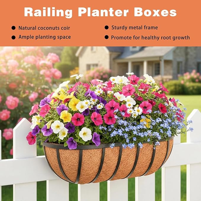 2 Pack 24" Railing Planter Window Box - Image 2