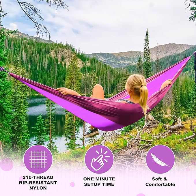 SZHLUX Camping Hammock Double & Single Portable Hammocks - Image 5