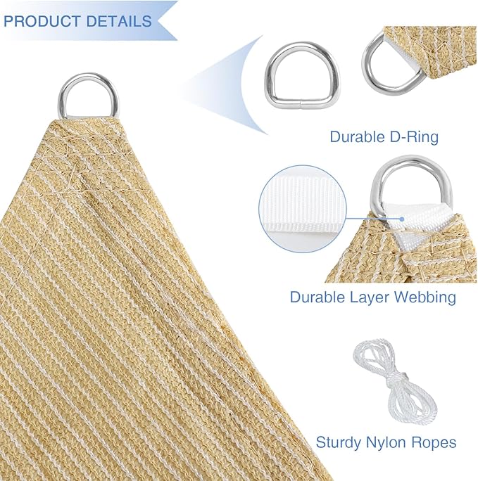E&K Sunrise 8' x 8' x 8' Sun Shade Sail Triangle Canopy Shade Cover UV Block - Image 4