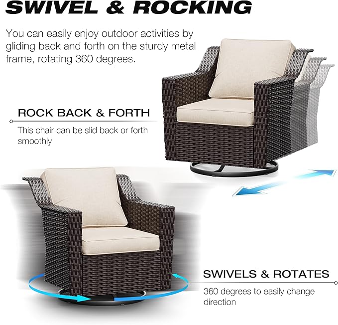 Joyside Wicker Patio Furniture Sets, 3 Pieces Upgraded Large Size Outdoor - Image 3