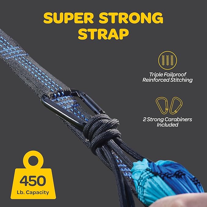 Durable Hammock 500 lb Capacity, Nylon Camping Hammock Chair - Image 4