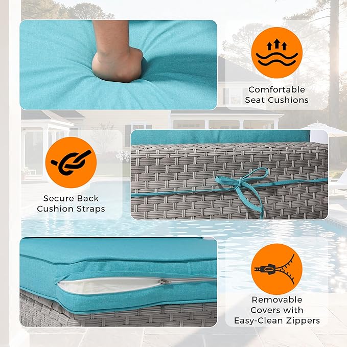 6-Seat Modular Patio Furniture Set – Outdoor Wicker Sectional Sofa - Image 6