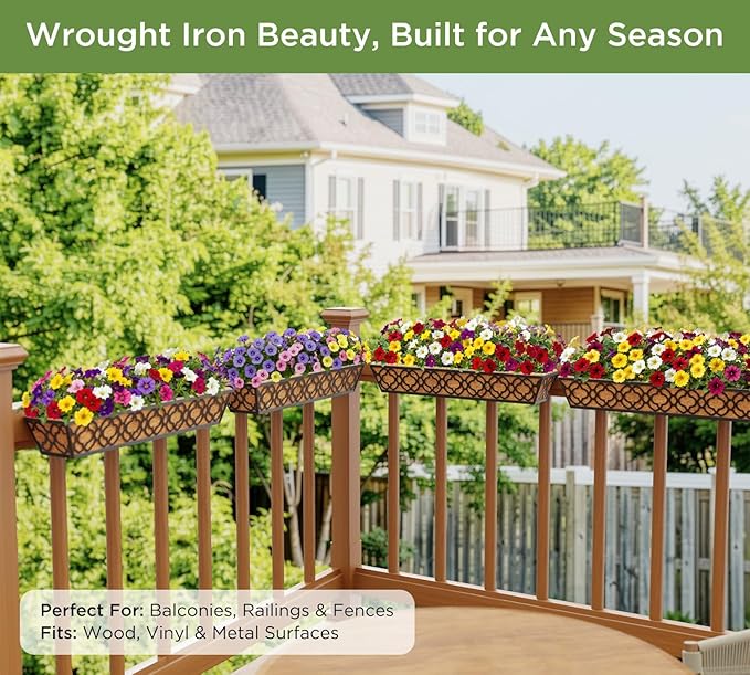 HFHOME 4 Pcs 30" Window Box Deck Railing Planter - Image 7