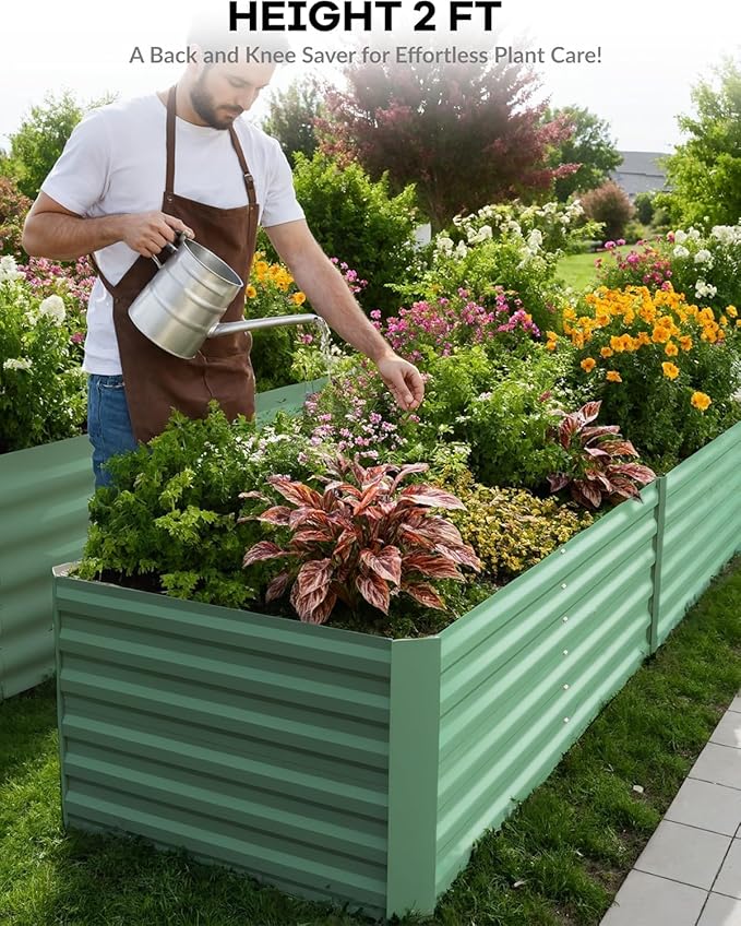 CABIHOME 2 Pcs 8x4x2 Ft Galvanized Raised Garden Bed, Deep Root Planter Box - Image 4
