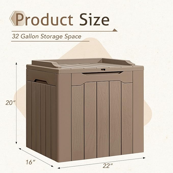Flamaker Deck Box 31 Gallon Waterproof Resin Small Deck Box - Image 4