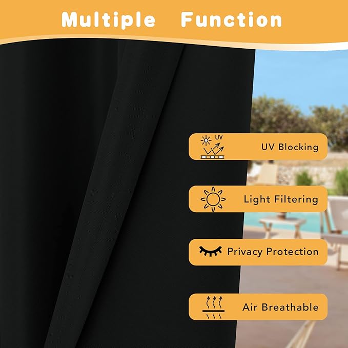 HolidayIdeas Outdoor Curtains for Patio Waterproof, 4 Panels - Image 3