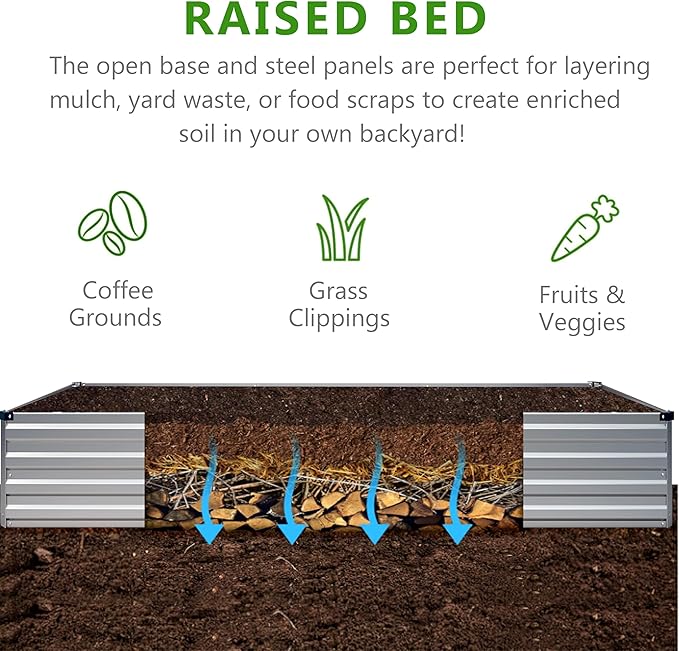 2PCS 6x3x1ft Galvanized Raised Garden Bed Kit, Metal Planter Box - Image 3