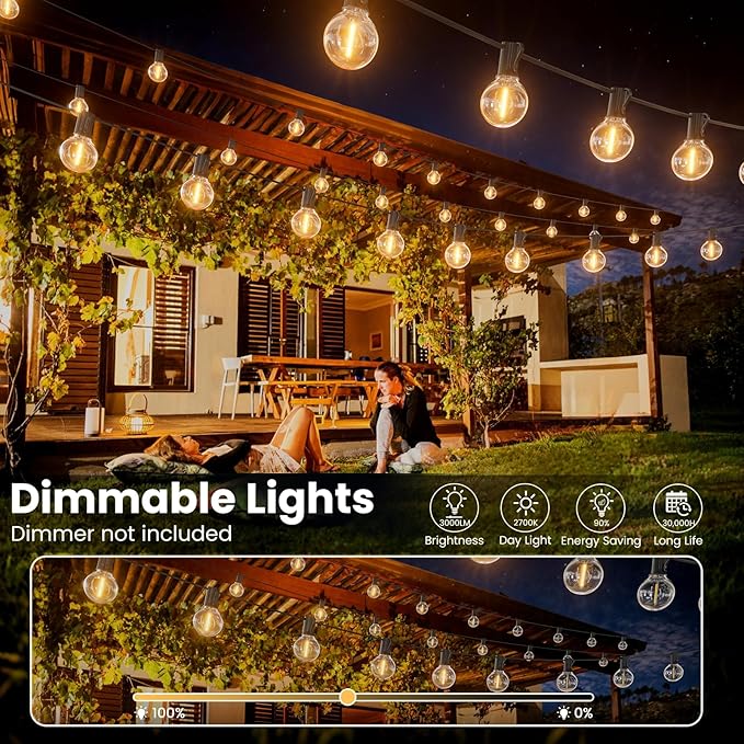 RTTY Dense-Glow Outdoor String Lights 50ft, G40 Led Patio Globe Lights - Image 9