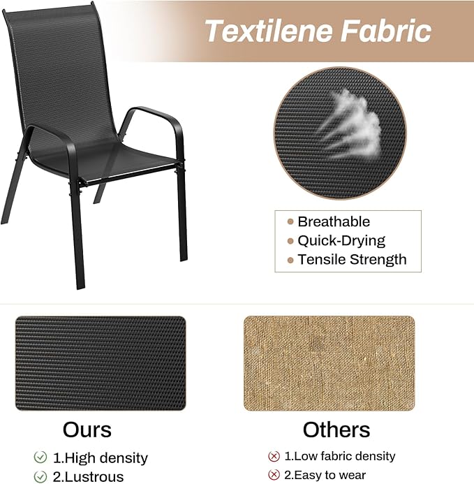 TLSUNNY Patio Chairs, Stackable Textilene Outdoor Dining Furniture - Image 6