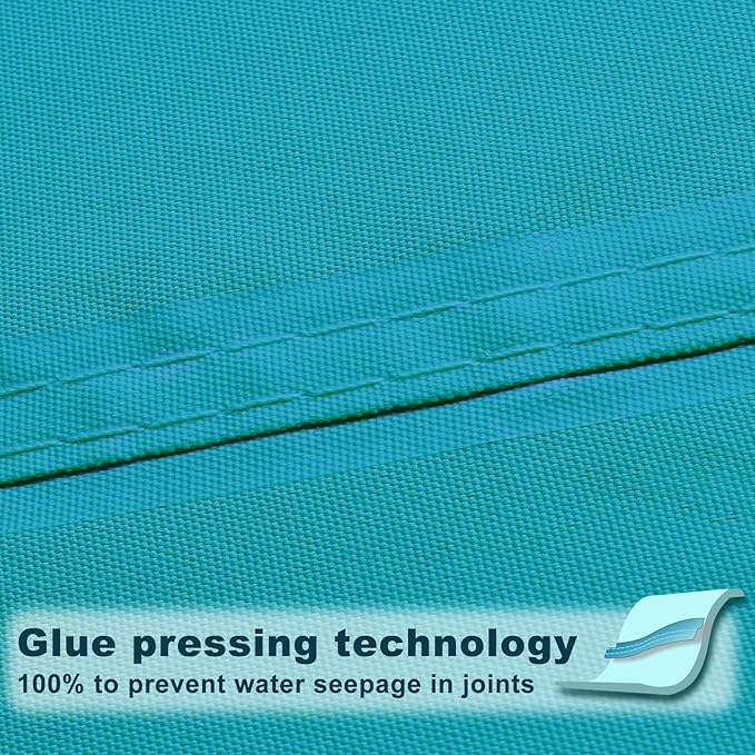 SUNNY GUARD Waterproof Sun Shade Sail 10' x 10' x 14' Turquoise Blue Triangle - Image 3