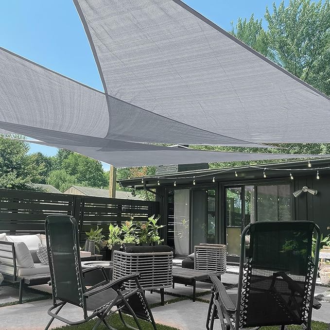 LOVE STORY Custom Size 14'x16'x16' Silver Grey Sun Shade Sail Triangle Sunshade by LOVESTORY