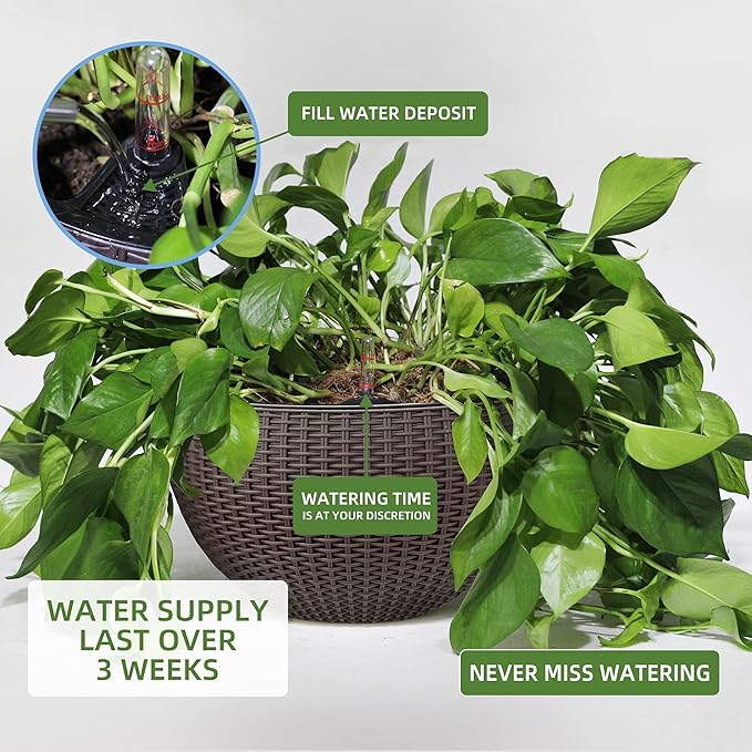 Dexceder 9 Inch Self Watering Hanging Planters Indoor Outdoor, Thickened - Image 4