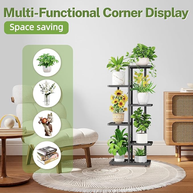 iDavosic.ly Plant Stand Indoor Outdoor, 5-Tier Tall Metal Flower Shelf - Image 6