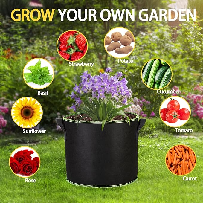 2-Pack 50 Gallon Plant Grow Bags, Thickened Nonwoven Fabric Pots - Image 6
