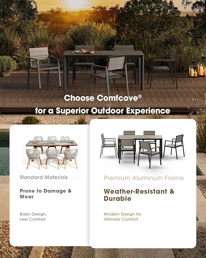 Outdoor Patio Dining Table, HDPS & Aluminum Outdoor Table - Image 2
