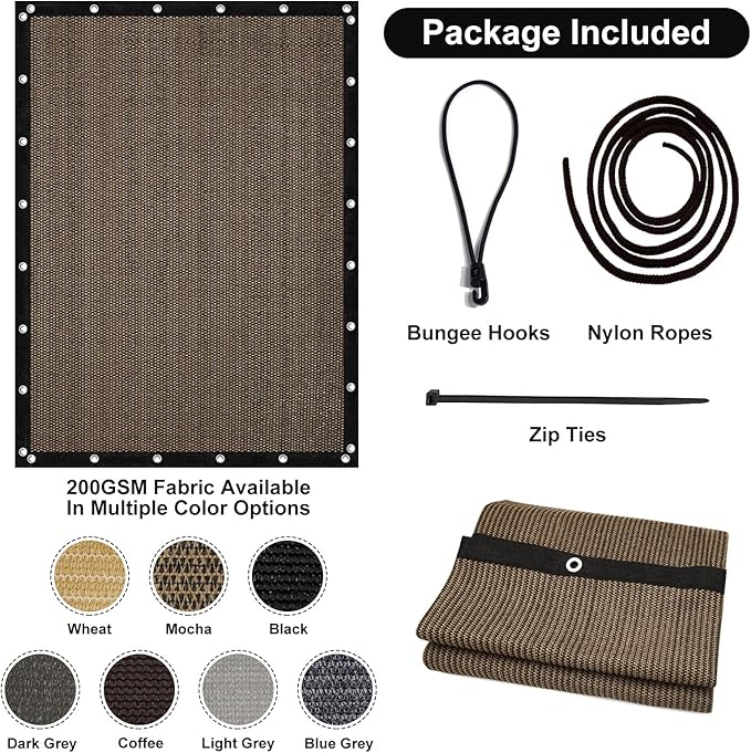 Artpuch 90% Sun Shade Cloth, 5 x 8 FT Pergola Shade Cover Canopy - Image 7