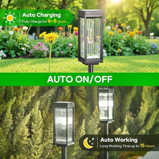 Solar Pathway Lights Outdoor, 8 Pack Upgraded Solar Lights Outdoor Waterproof - Image 5