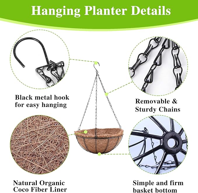 4 Pack Hanging Planter Basket - Image 5