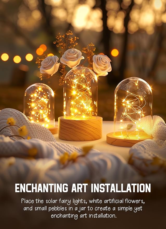 Minetom Solar String Lights, 2 Packs Total 66Ft 200 LED Solar Fairy Lights - Image 8