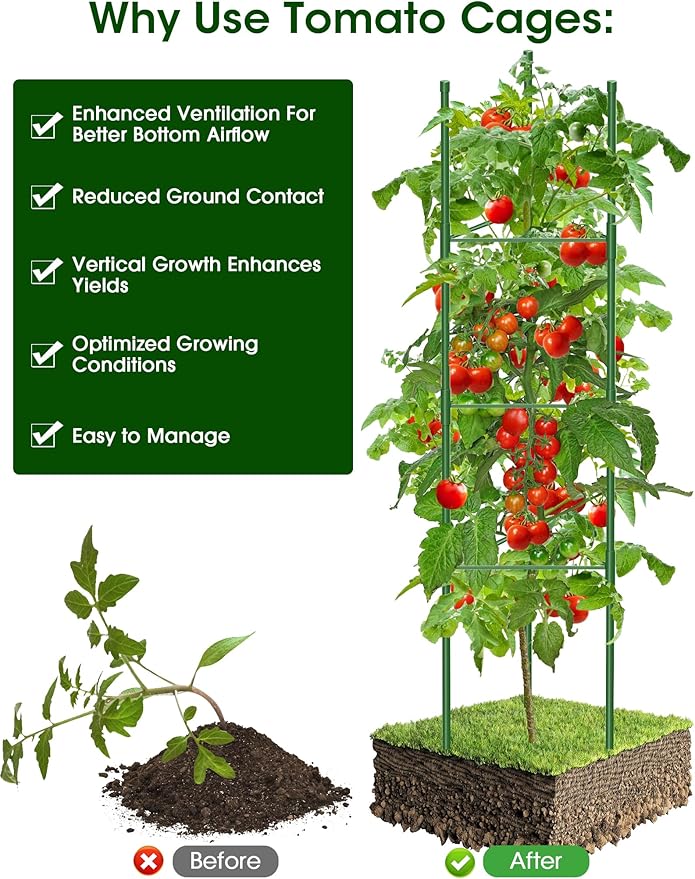 Tomato Cage, Raised Garden Bed Plant Support Stakes - Image 6
