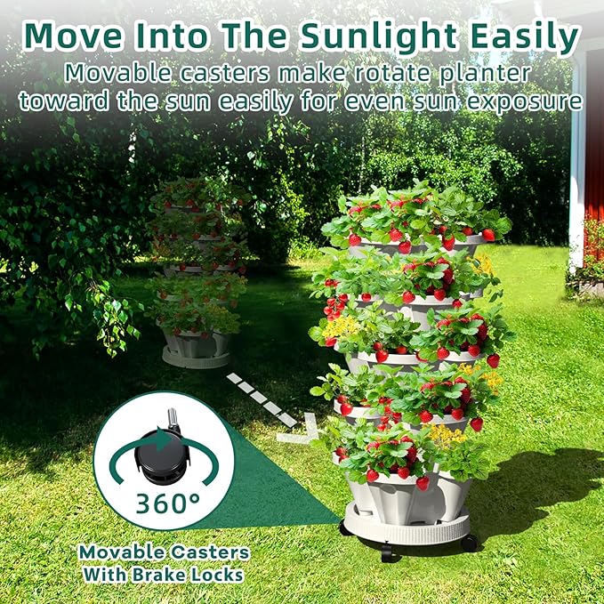 Strawberry Vertical Planters, 7 Tiered Stacking Tower Garden - Image 2