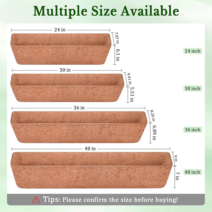 Halatool 2 Pack 30 Inch Window Box Liners Pre-Formed Trough Coconut Liner - Image 2