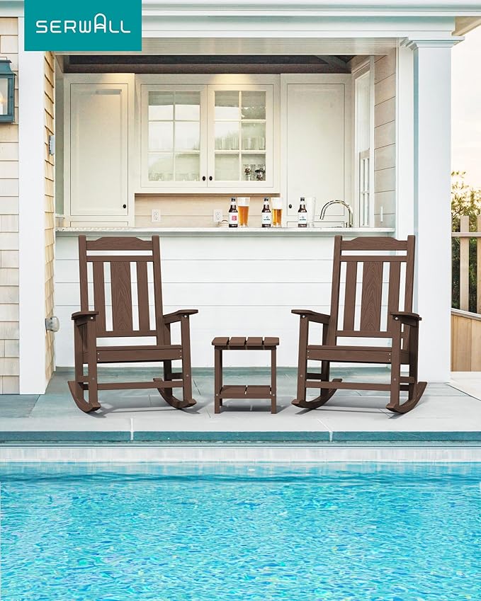 SERWALL Oversized Rocking Chair Outdoor, HDPE Outdoor Rocking Chair - Image 2