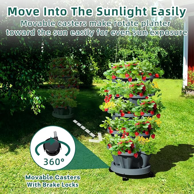 7 Tiered Strawberry Vertical Planters Tower Garden 2 Pack, Stacking Herb - Image 2