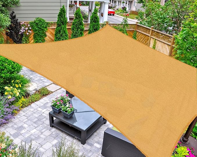 AsterOutdoor Sun Shade Sail Rectangle 6' x 10' UV Block Canopy by AsterOutdoor