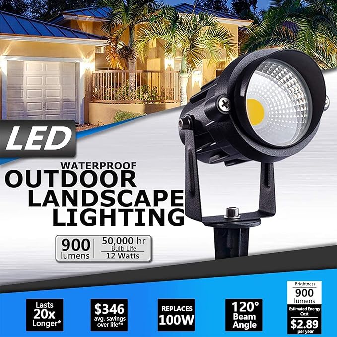 SUNVIE 12W LED Landscape Lights Low Voltage Garden Pathway Lights Super Warm - Image 2