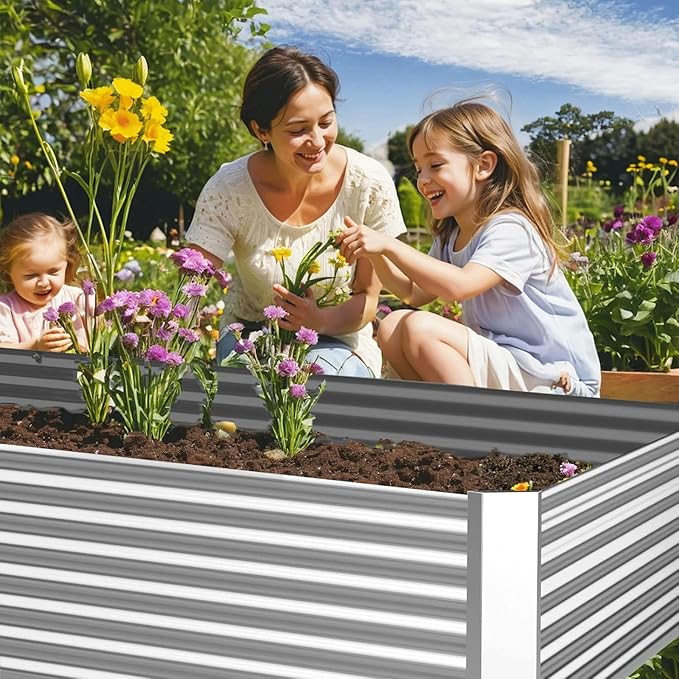 4 Pack 6x3FT Corrugated Galvanized Steel Raised Garden Bed Outdoor, Metal Above - Image 3
