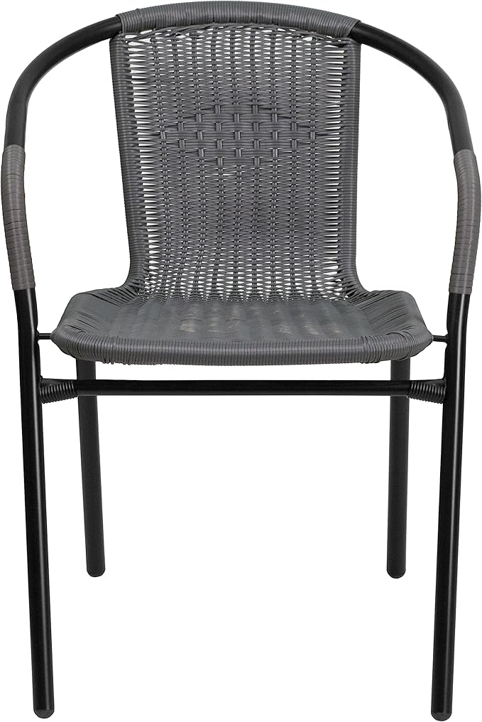 EMMA + OLIVER Set of 2 Modern Rattan Indoor/Outdoor Stack Chairs, Stacking - Image 7