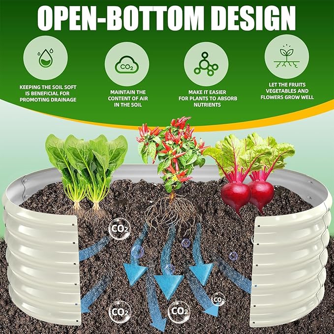 17" Tall Elevated Oval Metal Raised Garden Bed - 4ft x 2ft in Size and 0.8MM - Image 2