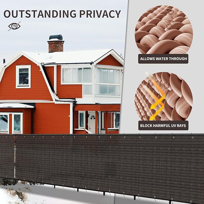LOVE STORY Custom Size 3.3'x10' Brown Balcony Privacy Screen, UV Block Privacy - Image 4