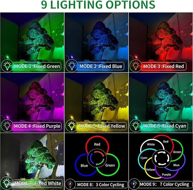 JSOT 4 Pack Halloween Solar Spot Lights Outdoor- RGB Solar Lights Outdoor - Image 3