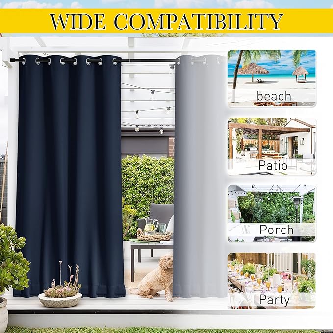 NICETOWN 2 Panels Gazebo Curtains Outdoor Waterproof & Windproof, Top and - Image 8