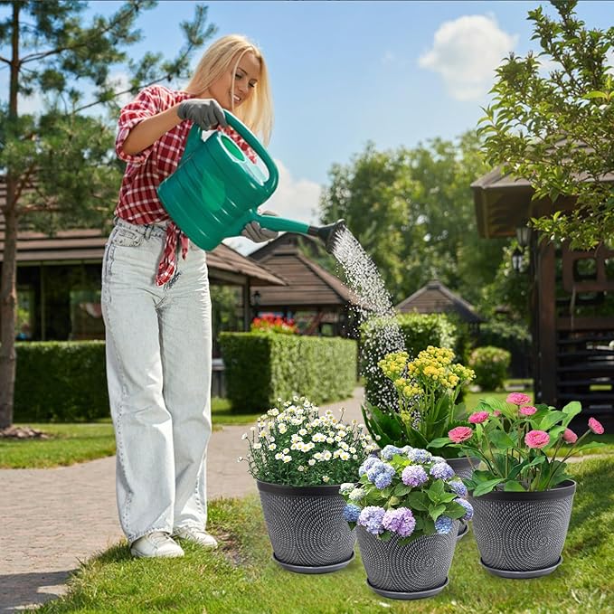 Quarut Large 12 Inch Plant Pot for Plants Outdoor Indoor, 4 Pack Plastic Flower - Image 4